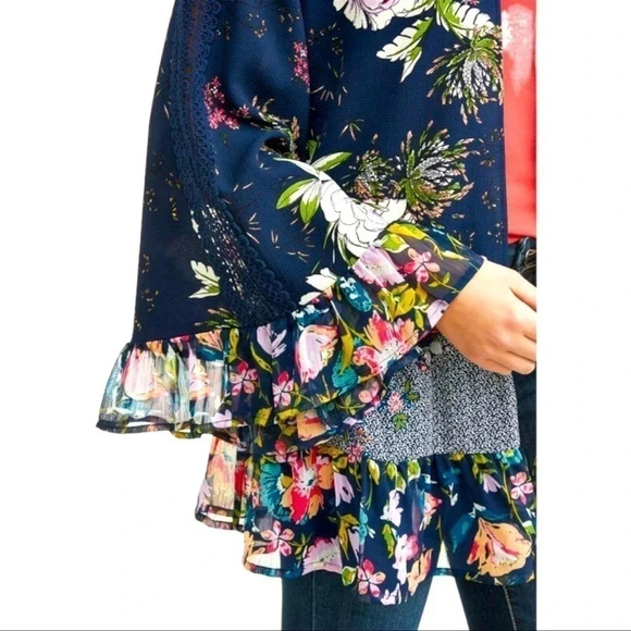 TIME & True open front, ruffled kimono/duster - Picture 3 of 10